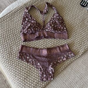 Victoria's Secret Pink Lace Bralette and Panty Set